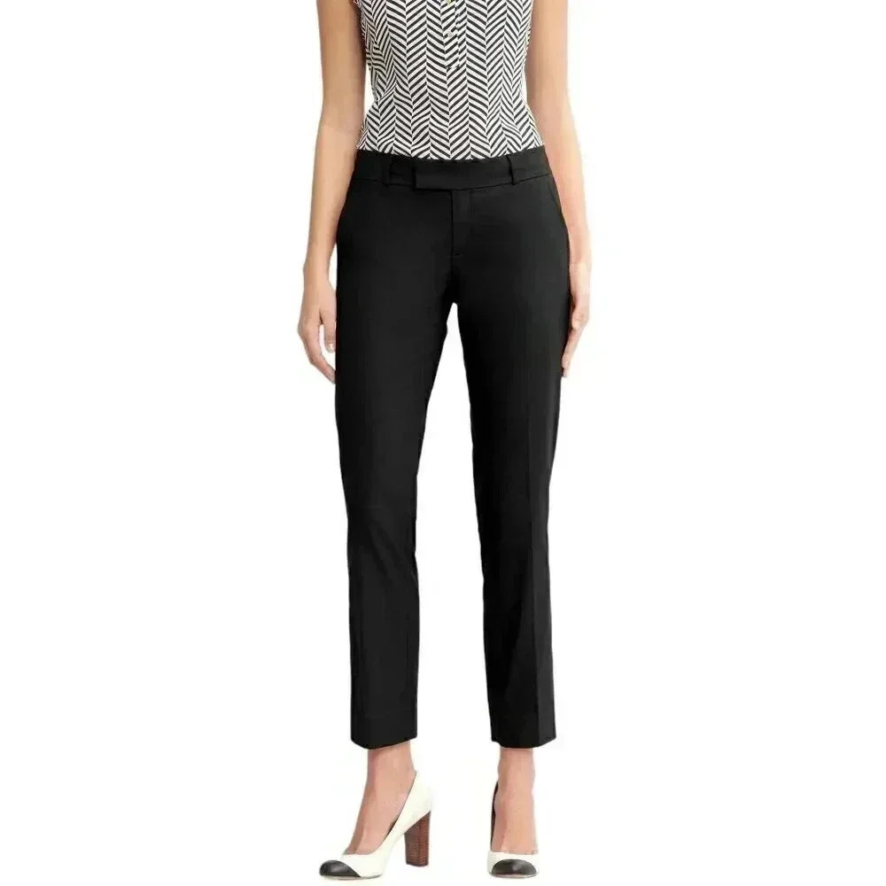 Banana Republic Hampton Ankle Crop Pant Trouser Straight Leg  Black Size 4